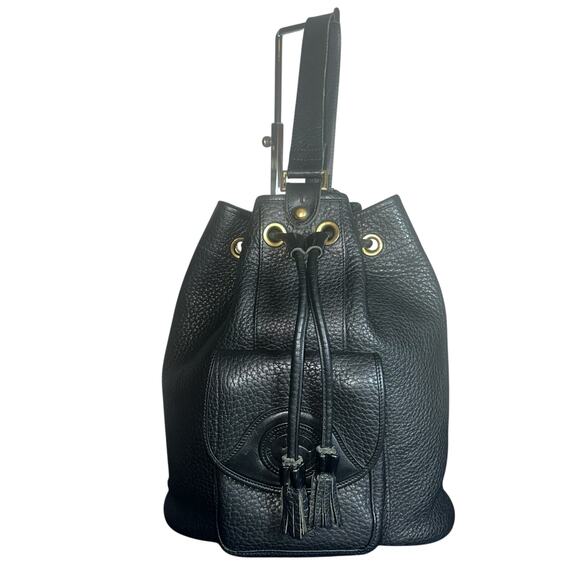 Vintage Dooney & Bourke Black All Weather Leather Sling Backpack Quiet Luxury - Picture 1 of 13